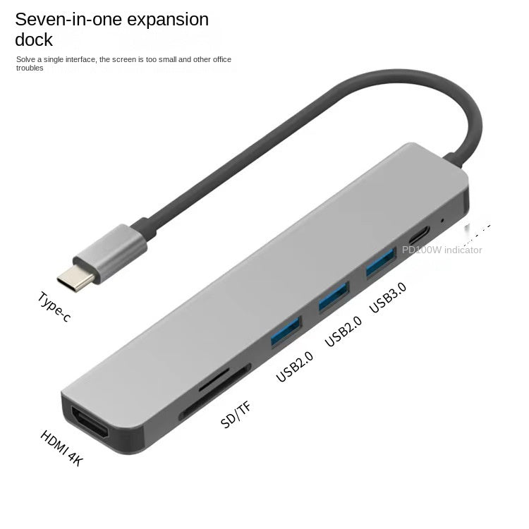 Type-C Hub with HDMI Cable for High-Definition Display, USB 3.0 Multi-Port Adapter for Computers