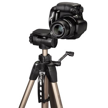 Hama Star 62 Tripod, Silver (64 - 160cm), 3 D Head with Quick Release, Carrying Bag