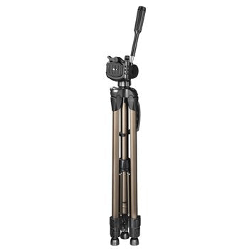 Hama Star 62 Tripod, Silver (64 - 160cm), 3 D Head with Quick Release, Carrying Bag
