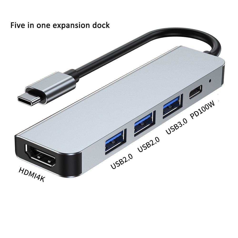 Type-C Hub with HDMI Cable for High-Definition Display, USB 3.0 Multi-Port Adapter for Computers