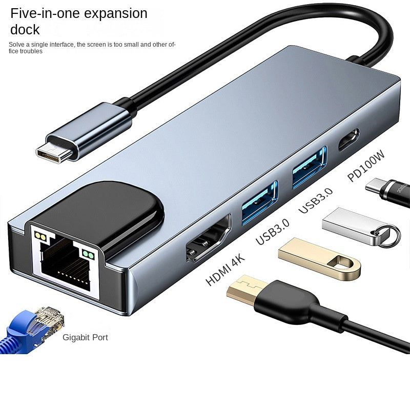 Type-C Hub with HDMI Cable for High-Definition Display, USB 3.0 Multi-Port Adapter for Computers