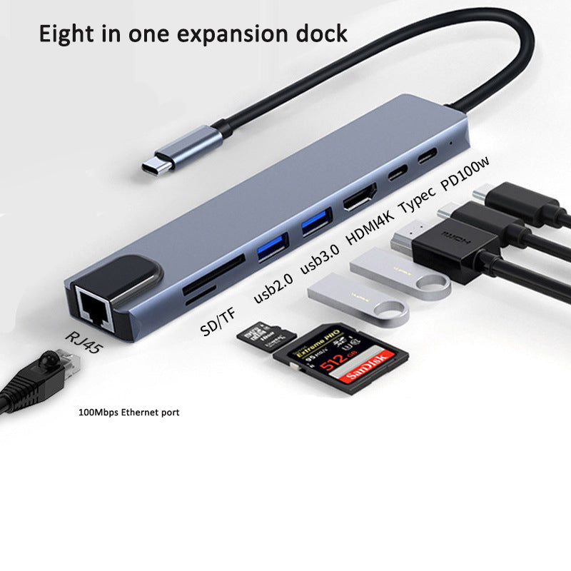 Type-C Hub with HDMI Cable for High-Definition Display, USB 3.0 Multi-Port Adapter for Computers